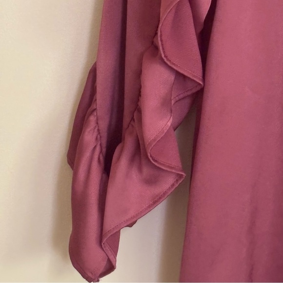 Zara| Pretty Rose Gold Ruffled Sleeve Satin Sheath Mini-Dress Sz XS - Picture 5 of 8